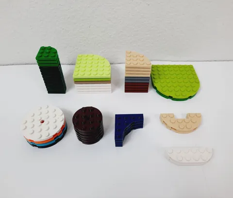 Bulk Lot of 50 Assorted Curved & Round Lego Baseplates: 4x4, 6x6, & More