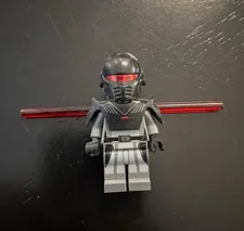 Grand Inquisitor LEGO Minifigure w/ Black Helmet, Black/Gray Armor & Lightsaber