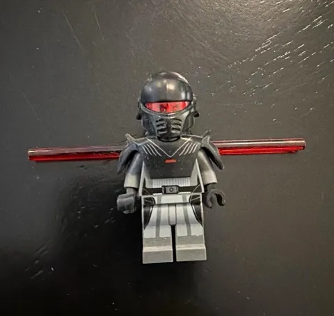 Grand Inquisitor LEGO Minifigure w/ Black Helmet, Black/Gray Armor & Lightsaber