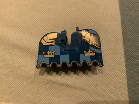 LEGO dark blue horse armor and a gold plate armor pattern