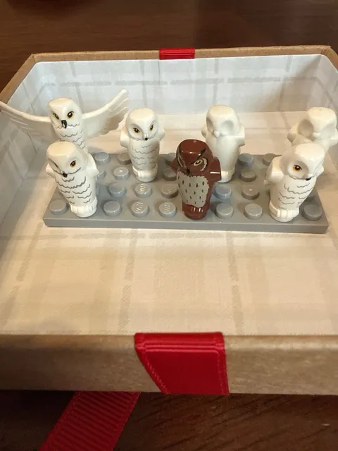 LEGO Owl Lot of 7 White & Brown Hedwig Bird Minifigure Animals Harry Potter City