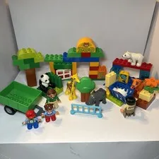 Lego Duplo Zoo Giraffe Elephant Panda Polar Bear Tiger ZooKeeper Boy Girl Trough