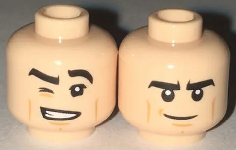 LEGO Light Nougat Minifigure, Head Dual Sided Black Eyebrows, Tan Cheek Lines, W