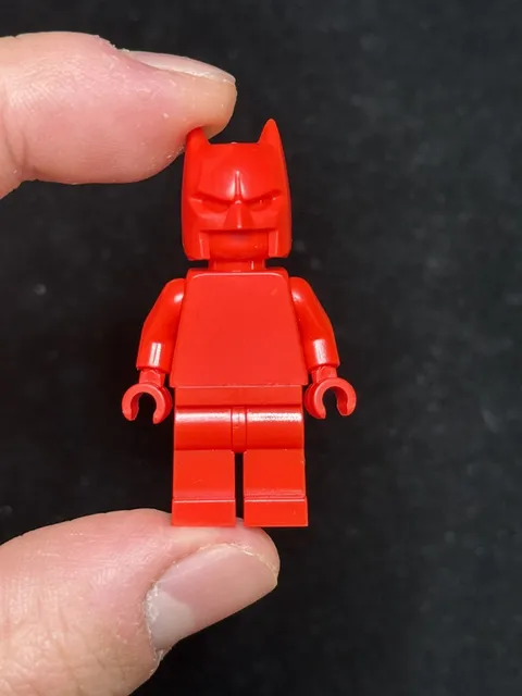 Official LEGO Red Monochrome Prototype DC Batman Minifigure hard to find & RARE!