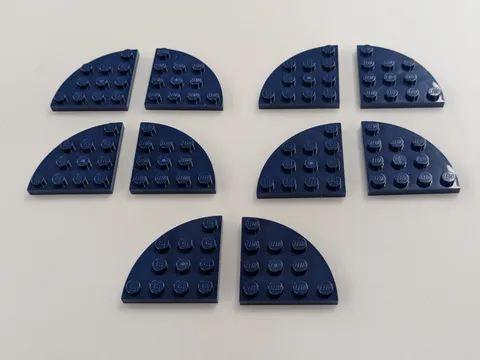 Lego x10 New Dark Blue Plate, Round Corner 4 x 4 # 30565