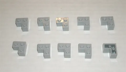 LEGO NEW 2x2 Light Bluish Grey Brick Corner (10x) 4211349 Brick 2357