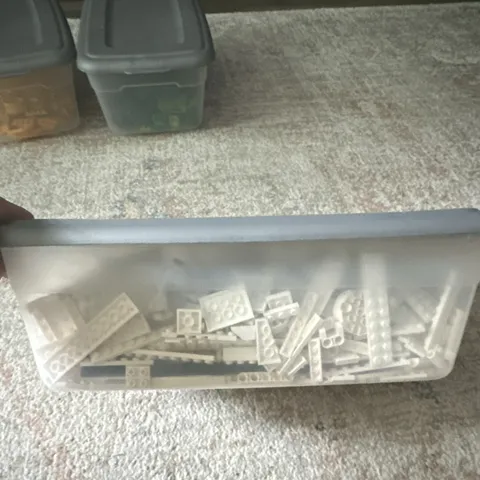 LEGO White Bulk Lot Bricks Plates Pieces Parts in Plastic Storage Container