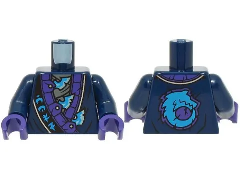 LEGO® Part 973pb5545c01 - Torso Robe, Dark Purple Dark Azure Ninjago 'WOLF'