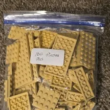 LEGO Bulk Lot Tan Plastic Bricks & Plates/Pieces in Polybag, 100+ Pieces