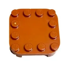 LEGO Plate Modified 4 X 4 with Rounded Corners and 4 Feet Dark Orange