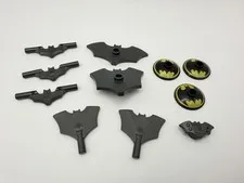 LEGO Batman lot - Black printed dome, batarangs & tiles - 11pcs