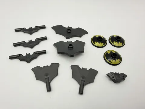 LEGO Batman lot - Black printed dome, batarangs & tiles - 11pcs