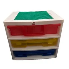 LEGO IRIS 3 Tote Storage Bin Building Block Minifigure Head Logo Baseplate
