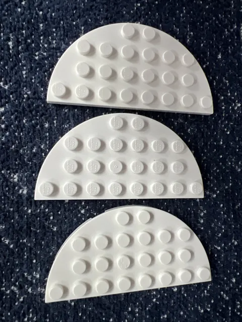 LEGO 22888 White Plate, Round Half 4 x 8 - 3 Pieces