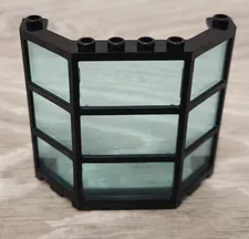 Lego 30185c01 Black Police Bay Window Frame With 30185c03 Trans Light Blue Pane