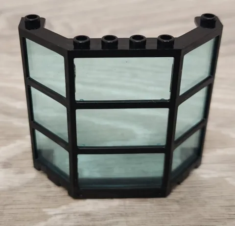 Lego 30185c01 Black Police Bay Window Frame With 30185c03 Trans Light Blue Pane