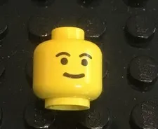 LEGO Yellow Minifig Head, Standard Grin, Black Eyes, Eyebrows