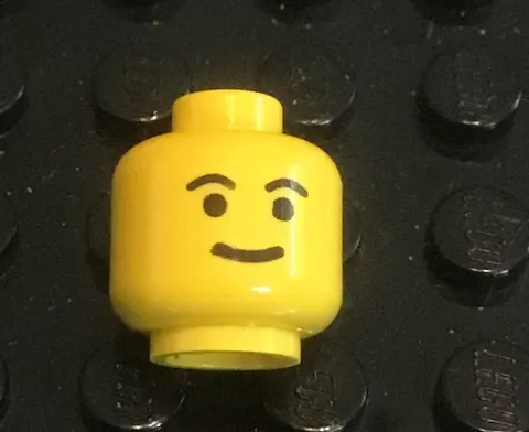 LEGO Yellow Minifig Head, Standard Grin, Black Eyes, Eyebrows