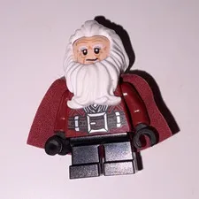 LEGO Minifigure White Hair & Beard with Dark Red Cape Figure Only
