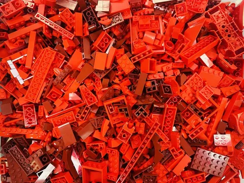 LEGO Red & Dark Red Mixed Random Loose Parts Bulk Lot 1LB Used Clean-REBRICKS