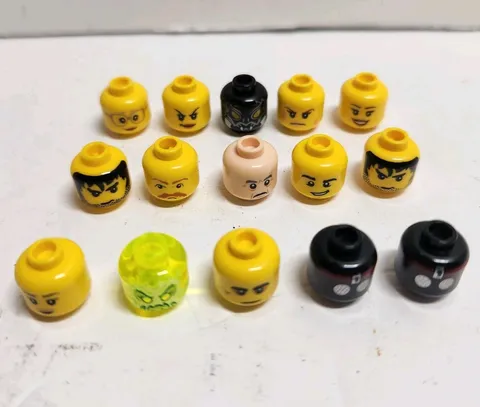 LEGO Bulk Heads Lot Of 15 MiniFigure Assorted Random Heads Mix Parts