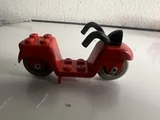 Vintage LEGO Red Scooter Bike w/Gray Wheels Loose ob
