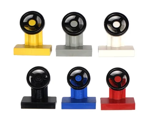 LEGO Steering Wheel lot of 6 - Yellow, Gray, White, Black, Blue, Red