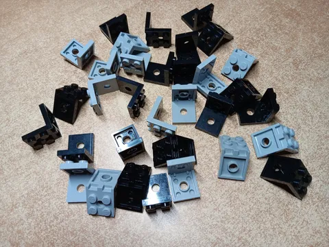 LEGO BULK LOT 32 BRACKET 2X2-2X2 WITH 2 HOLES BLACK LIGHT BLUISH GRAY  #3956