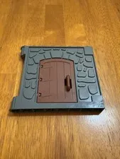 LEGO DUPLO Knight Castle Dark Grey Wall with Brown Door Rock Pattern 1x8x8 2004