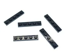 5 LEGO Black 1x5 Plates flat panel square plate 5 studs 78329 6350415