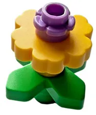 Lego NEW  Lavender /Yellow FLOWER on Green LEAF Plant Garden Patch Part D816
