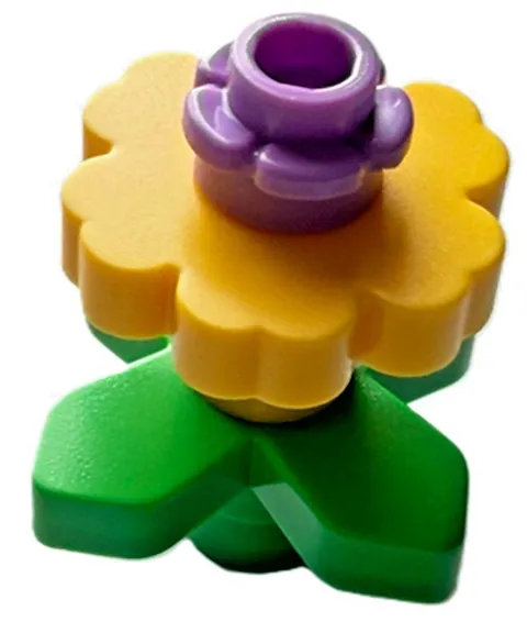 Lego NEW  Lavender /Yellow FLOWER on Green LEAF Plant Garden Patch Part D816