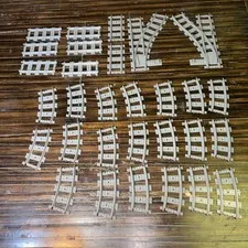 Lot of 30 Lego Dark Gray Train Tracks 8 Straight, 20 Curved, 2 Switch