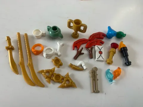 Lego Lot of Assorted Weapons Guns Swords Headbands Etc. Mixed