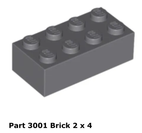 LEGO Dark Bluish Gray 2x4 Brick (3001) - 100 New Pieces - Building Bricks