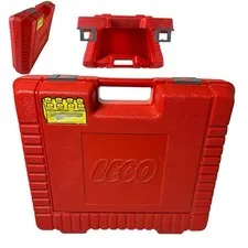 Vintage 1985 LEGO Red Storage Case Carry Box WITH LABEL Hard Plastic 15x12x4 USA