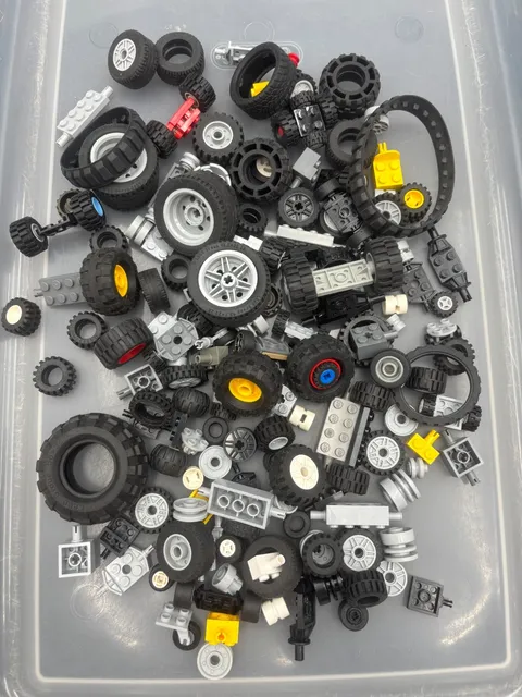 1 lb. Bulk Lego Wheels, Tires, and Axels (Lot C)
