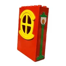 Lego Fabuland Building Wall Red Round Yellow Window Lamppost 2x6x7