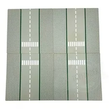 Vintage LEGO 32 X 32 Gray Straight Roadway with Crosswalk Lot Of 4 # 30279pb03