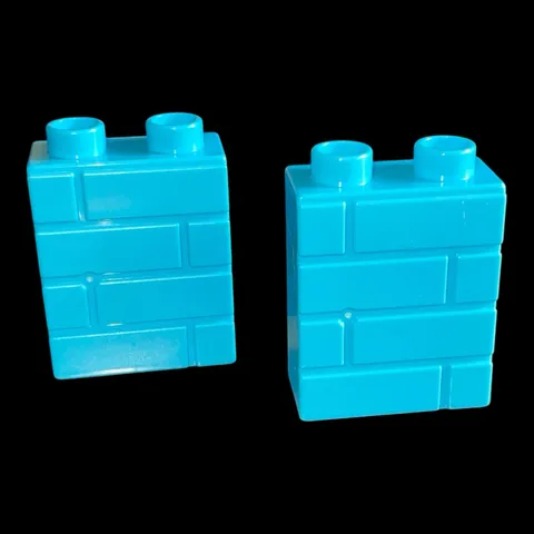 2 light turquoise Duplo textured block-1X2 bricks-combined ship (MISC37)