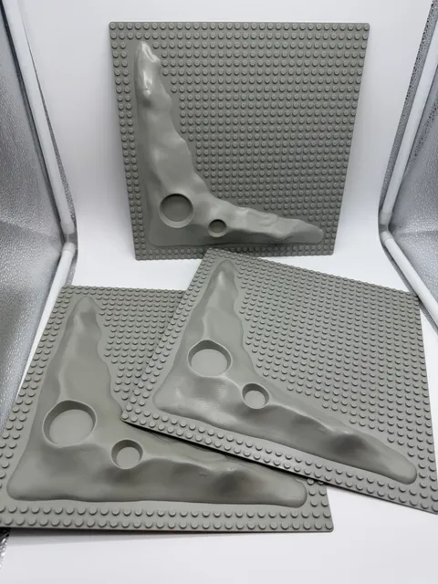 Vintage LEGO 32x32 Raised Crater Moon Base Plate Grey Terrain Lot Of 3 Lunar VTG