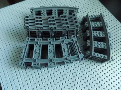 Lego Dark Bluish Gray Train Track Curved Makes a large Circle 16 Pieces New