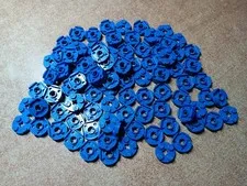 LEGO BULK LOT OF 100 BLUE ROUND PLATES 2X2 AXLE HOLE #4032