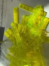 LEGO-NEW- #2431-TRANS NEON GREEN- 1 X 4  TILE-10 PIECES