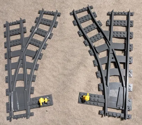 LEGO Right Left Train Track Switch Lot w/ Train Ground Throws