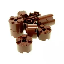 10x LEGO Construction Stone Round 2x2x1 Red Brown Axles Hole 6143 39223 3941