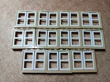 LEGO LOT 11 TAN WINDOW FRAMES 1X4X3 WITH WHITE PANES #60594