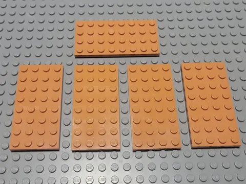 New LEGO Lot of 5 Nougat 4x8 Plate Pieces