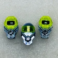 Lot of 3‼ LEGO Chrome Blue Diving Diver Helmet w/ Trans Neon Green Mask • VG‼