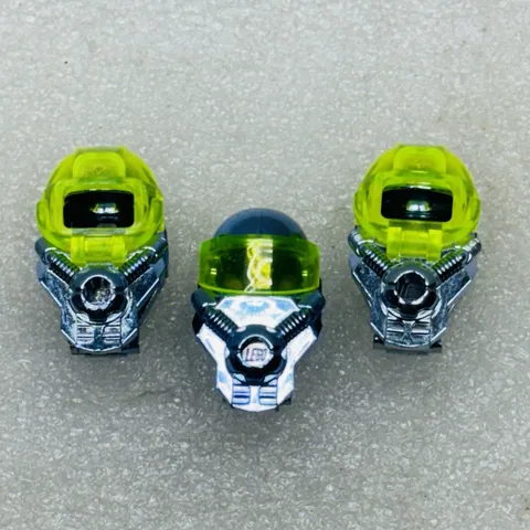 Lot of 3‼ LEGO Chrome Blue Diving Diver Helmet w/ Trans Neon Green Mask • VG‼